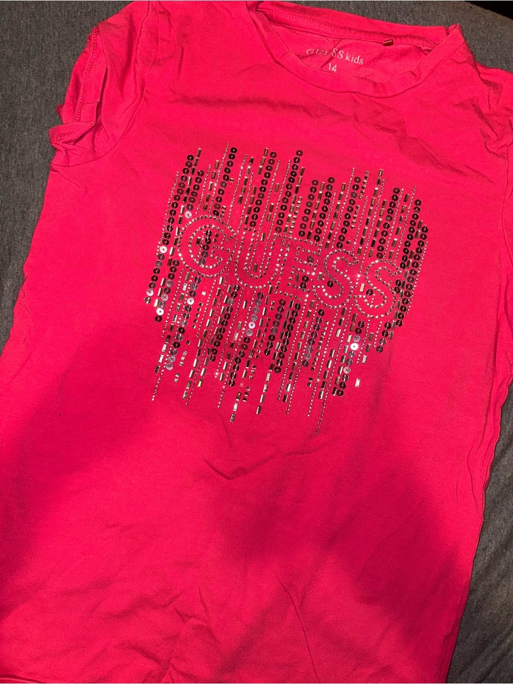 GUESS Kids Hot Pink Sequin Logo Tank Top
